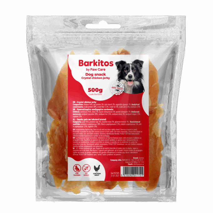 barkitos dog snacks 500g crystal chicken jerky