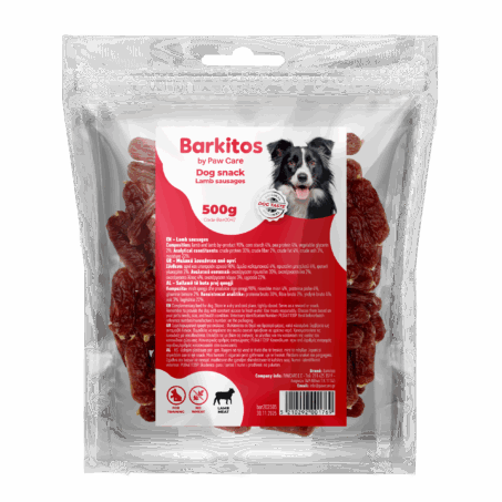 Barkitos dog snacks 500g lamb sausages