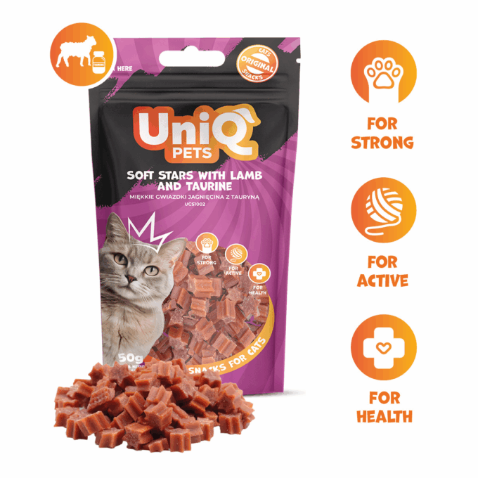 UNIQ PETS cat snacks 50g soft stars with lamb and taurine - Image 2