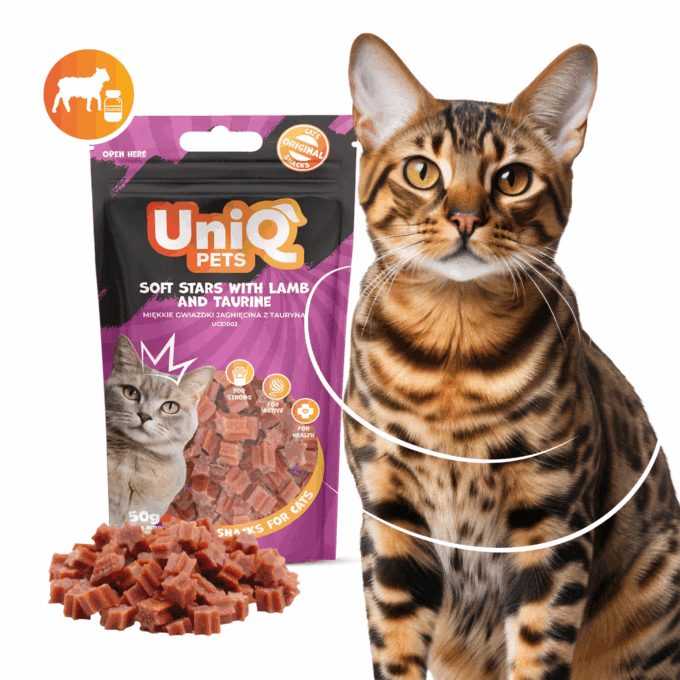 UNIQ PETS cat snacks 50g soft stars with lamb and taurine