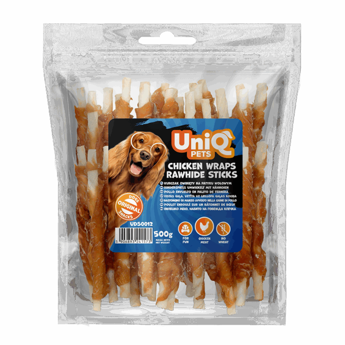 UNIQ PETS dog snacks 500g chicken wraps rawhide sticks