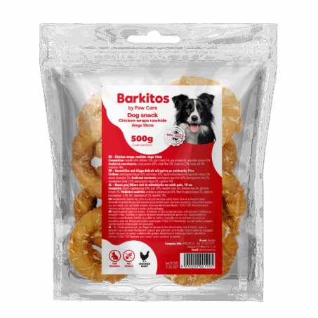 BAR0022 - Chicken wraps rawhide rings 10cm 500g