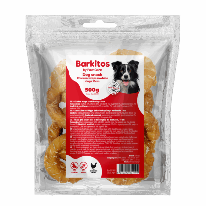 BAR0022 - Chicken wraps rawhide rings 10cm 500g