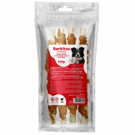 BAR0099 - Chicken wraps Big rawhide sticks 28cm 4 PCS 320g